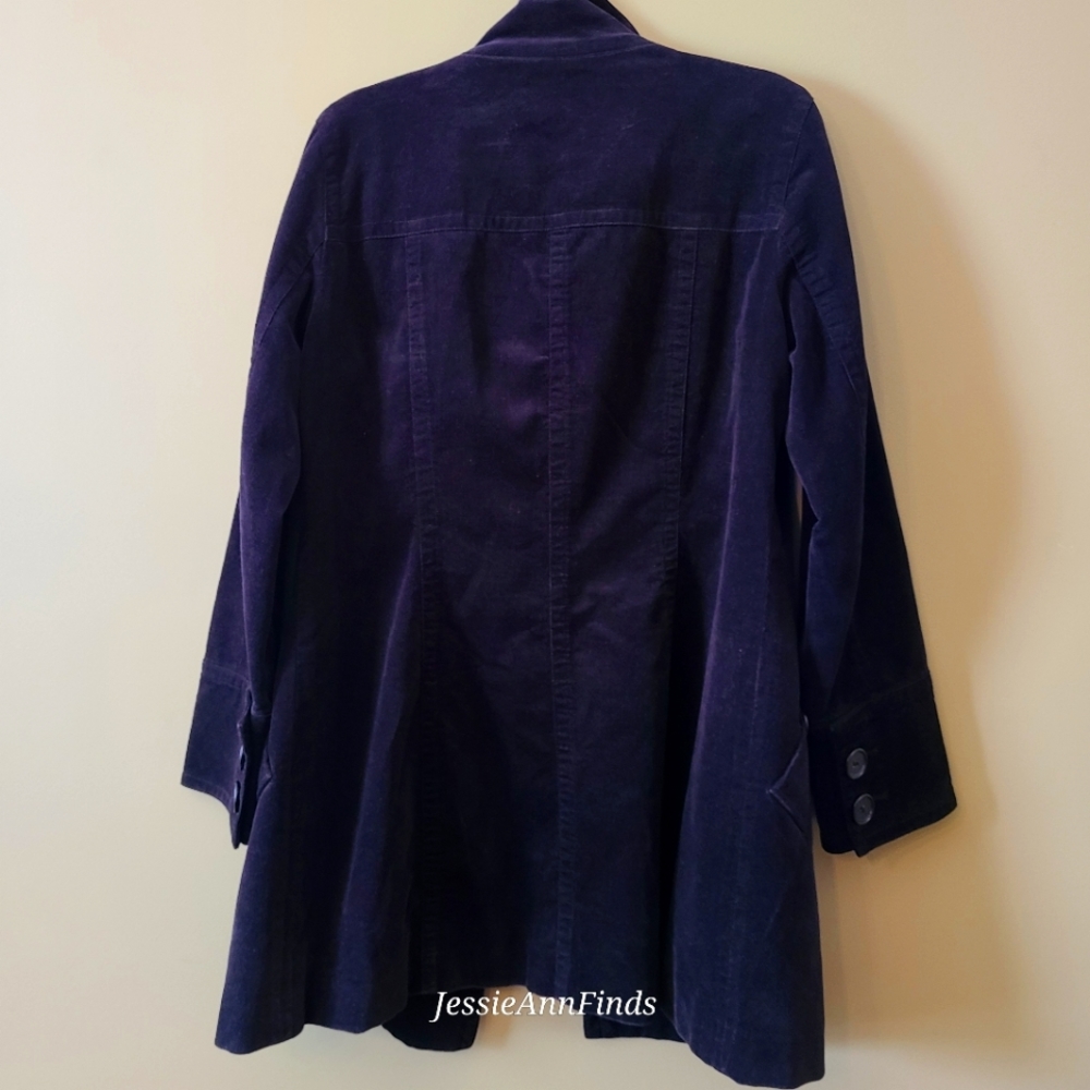 Jones New York Black Velour Double Breasted Trench Coat Women's Size Medium - Picture 2 of 6